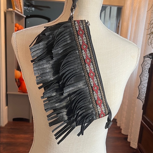 Black Fringe Crossbody Bag - Picture 1 of 5